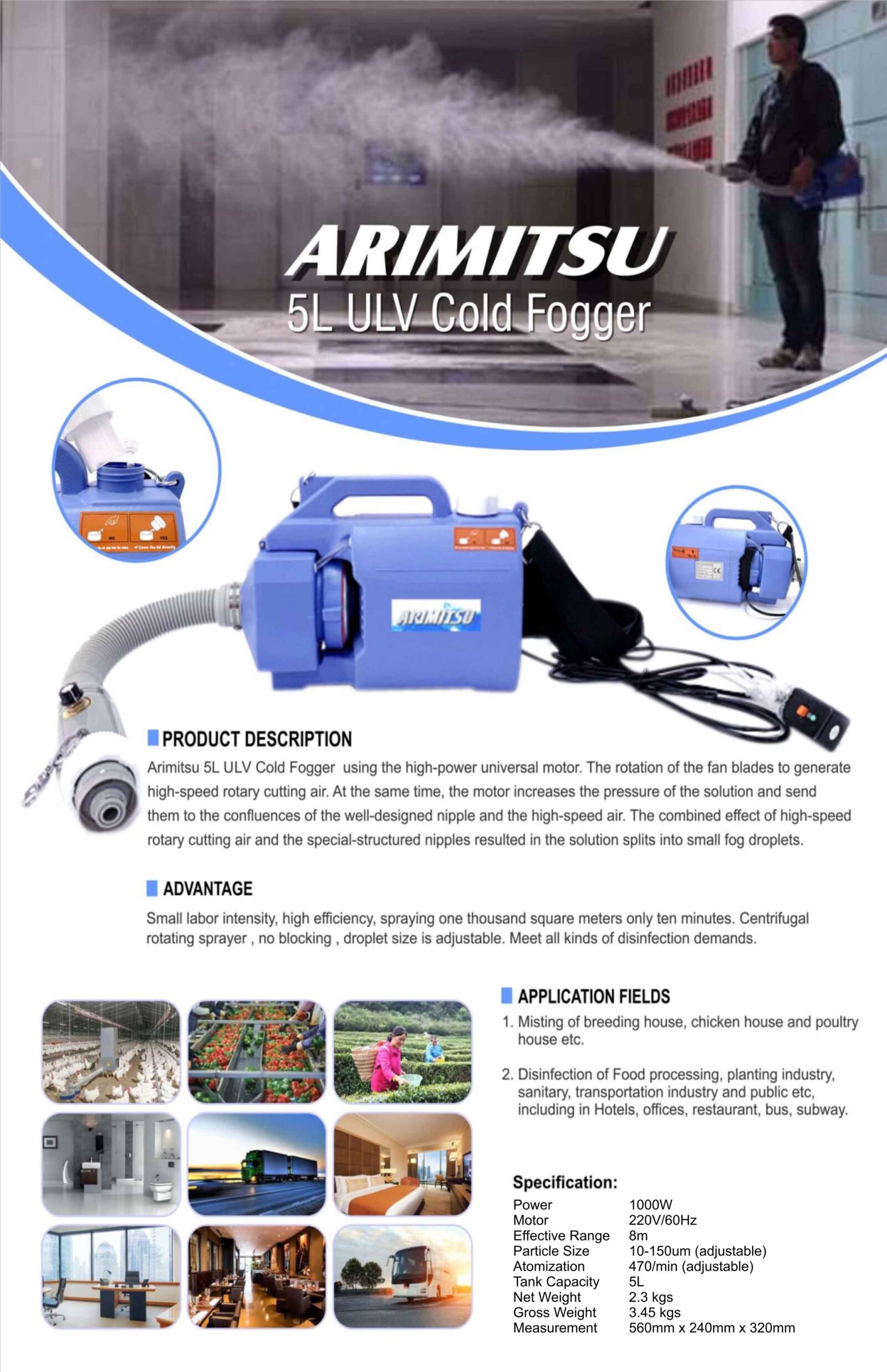 ARIMITSU 5L ULV COLD FOGGER Fogging Machine